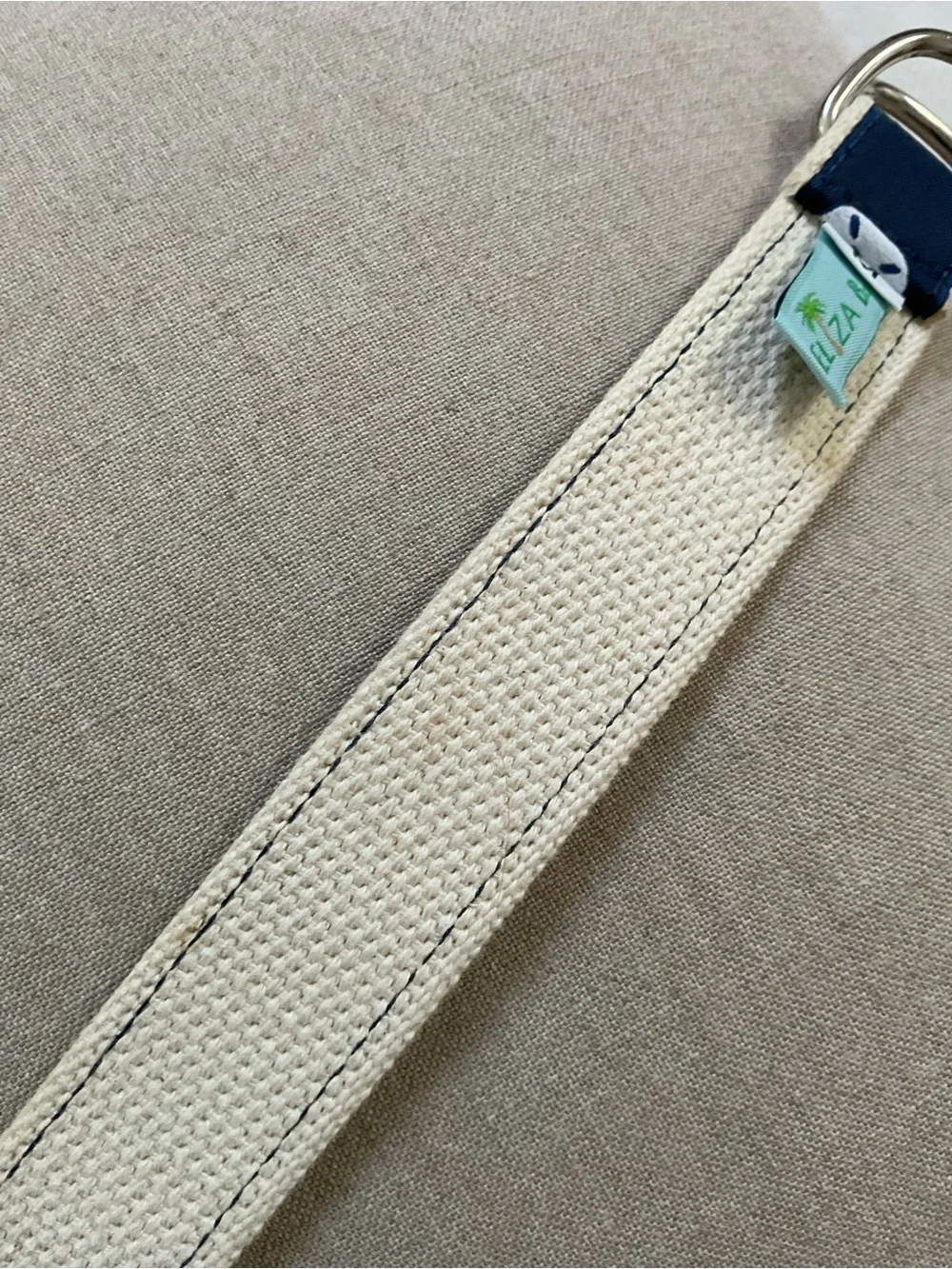 Eliza B. Navy Sand Dollar D-Ring Canvas Belt Size M Made in USA
